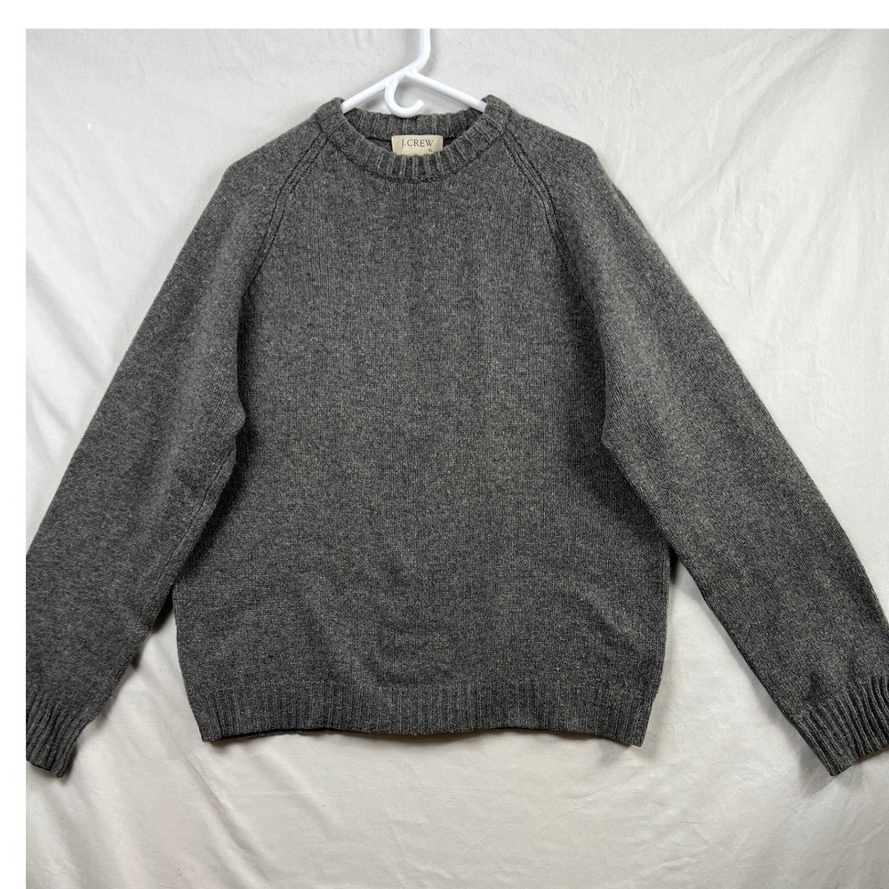 J.Crew Vintage Wool Sweater Mens XL Gray Raglan Crewneck Knit Pullover Classic